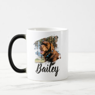 Caneca Mágica Nome e Foto de Pet com Tipografia Moderna Simples