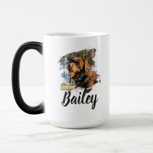 Caneca Mágica Nome e Foto de Pet com Tipografia Moderna Simples
