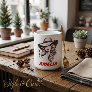 Caneca Mágica Nome Personalizado Design Silhueta Senhora Moda