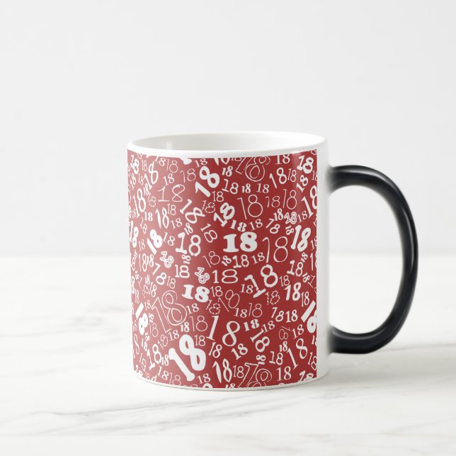 Caneca Mágica Números brancos vermelhos profundos 18º aniversári (Direita)