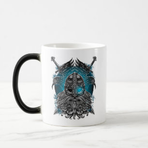 Caneca Mágica Odin com corvos e espadas Mitologia Viking azul