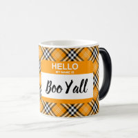 Olá Meu nome é Boo Y Nametag Orange Xadrez