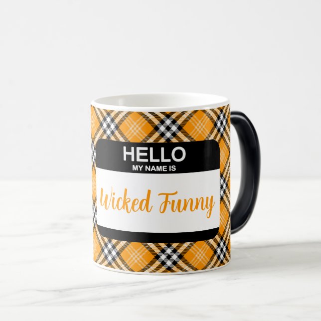 Caneca Mágica Olá Meu Nome é Engraçado, Engraçado, Queda Laranja (Frente Esquerda)