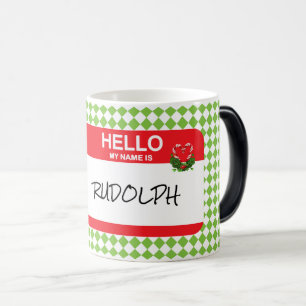 Caneca Mágica Olá Meu Nome É Rudolph Nametag FesNatal