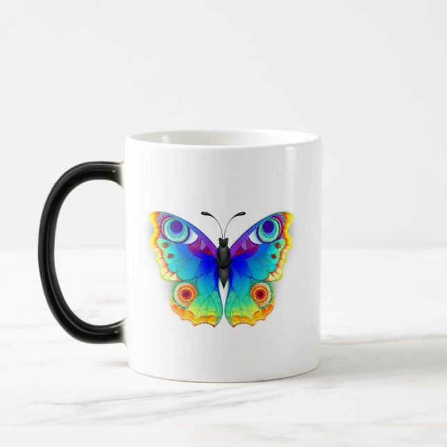Caneca Mágica Olho Peacock da Borboleta Arco-Íris (Esquerda)