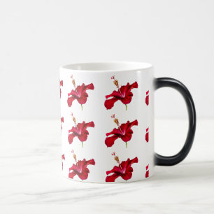 Caneca Mágica Opinião lateral da flor vermelha do hibiscus