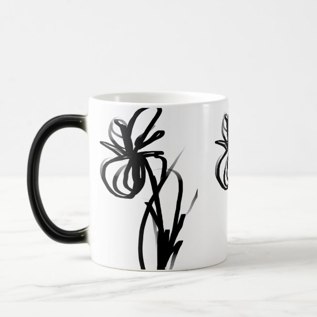 Caneca Mágica Orchid Blanc: Abstrato branco e preto (Esquerda)