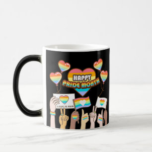 Caneca Mágica Orgulho amor. O amor é justo. Mês do Orgulho.