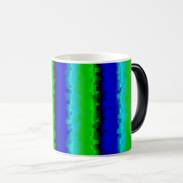 Caneca Mágica Padrão arco-íris 3D abstrato azul verde (Frente Esquerda)