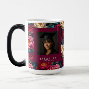 Caneca Mágica Padrão Colorido de Peônias Presente de Formatura p