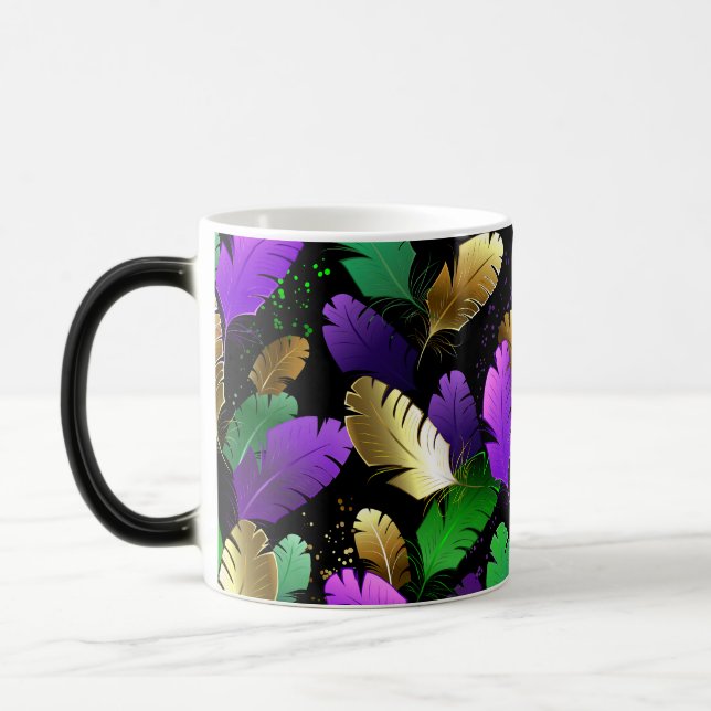 Caneca Mágica Padrão contínuo com penas de Mardi Gras (Esquerda)