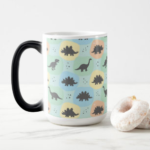 Caneca Mágica Padrão contínuo de silhueta de dinossauro pré-hist