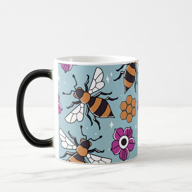 Caneca Mágica Padrão de Abelhas Melíferas Doces (Esquerda)