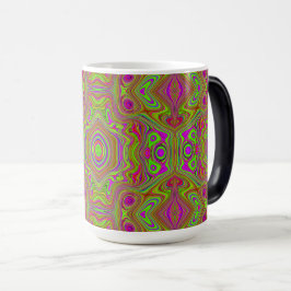 Caneca Mágica Padrão de Abstrato magenta do Trippy Retro Chartre