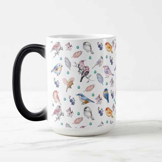 Caneca Mágica Padrão de Aves de primavera (Esquerda)
