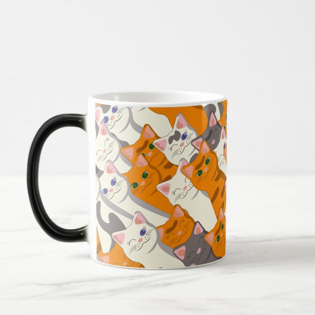 Caneca Mágica Padrão de diagonal do gato preto branco do Ginger (Esquerda)