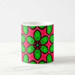 Caneca Mágica Padrão de Flores de Abstrato Bonito