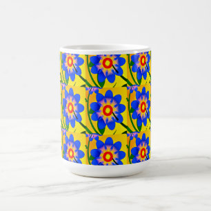 Caneca Mágica Padrão de Flores de Abstrato Bonito