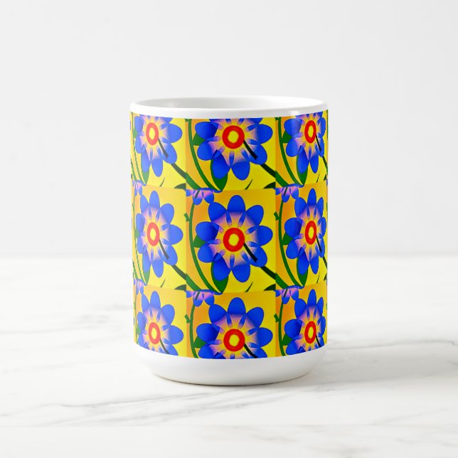 Caneca Mágica Padrão de Flores de Abstrato Bonito (Center)