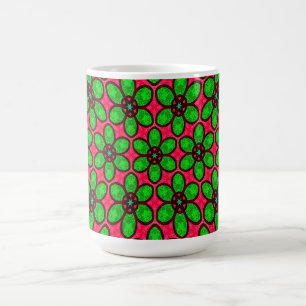 Caneca Mágica Padrão de Flores de Abstrato Bonito