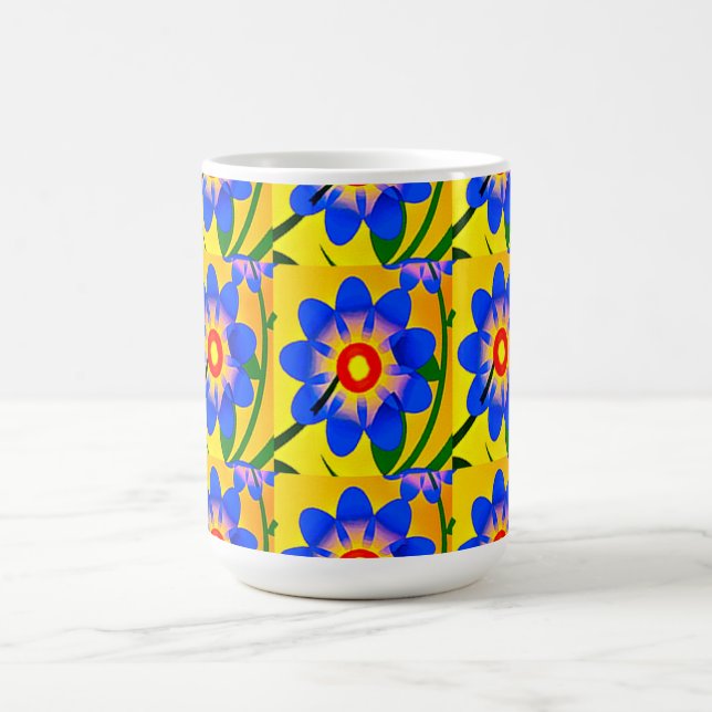 Caneca Mágica Padrão de Flores de Abstrato Bonito (Center)