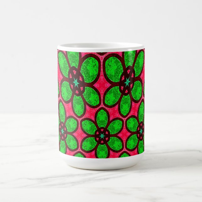 Caneca Mágica Padrão de Flores de Abstrato Bonito (Center)