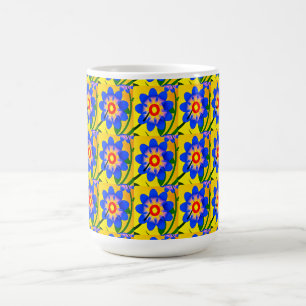 Caneca Mágica Padrão de Flores de Abstrato Bonito