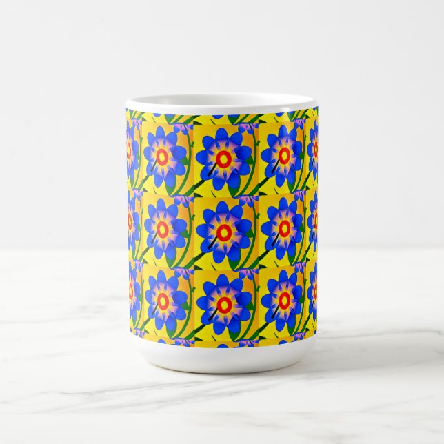 Caneca Mágica Padrão de Flores de Abstrato Bonito (Center)
