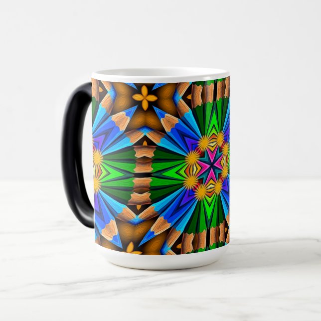 Caneca Mágica Padrão de Flores de Abstrato exclusivo (Frente Esquerda)
