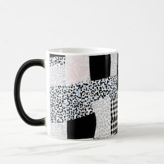 Caneca Mágica Padrão de Gato Preto Xadrez Misto Xadrez Guepardo