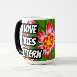 Caneca Mágica Padrão de lírios vermelhos
