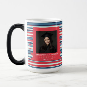 Caneca Mágica Padrão de Listra Elegante Graduado na Faculdade