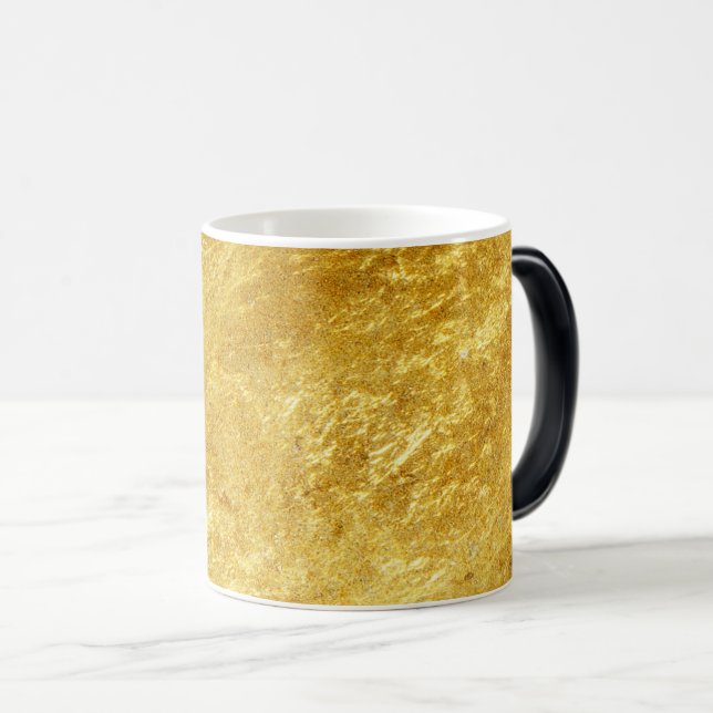 Caneca Mágica Padrão de mármore Dourado e amarelo (Frente Esquerda)