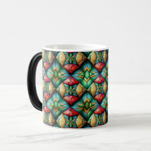 Caneca Mágica Padrão de mosaico geométrico colorido inspirado na