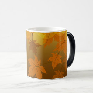 Caneca Mágica Padrão de outono com folhas de carapaça e boque em