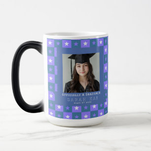 Caneca Mágica Padrão de Quadrado Colorido Graduação Neta