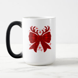 Caneca Mágica Padrão de Xadrez de Natal Vermelho