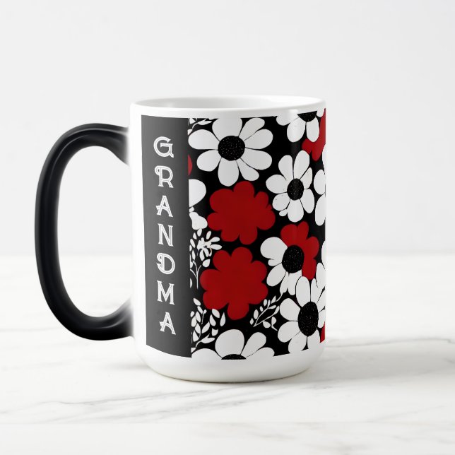 Caneca Mágica Padrão Floral da Vovó Personalizada (Esquerda)