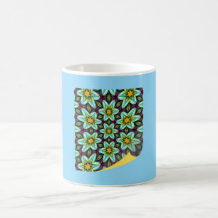 Caneca Mágica Padrão Floral das Estrelas Verdes