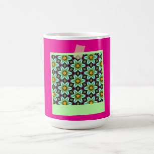Caneca Mágica Padrão Floral das Estrelas Verdes