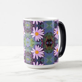 Caneca Mágica Padrão Floral Rosa Retro de Margarida