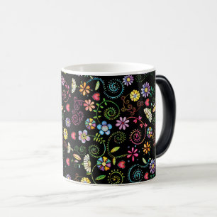 Caneca Mágica Padrão floral sem soldadura corante de alça desenh