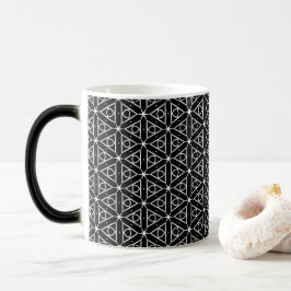 Caneca Mágica Padrão Geométrico Preto Branco e Prata