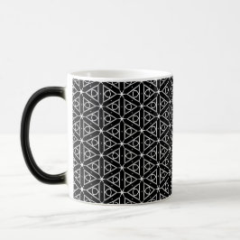 Caneca Mágica Padrão Geométrico Preto Branco e Prata