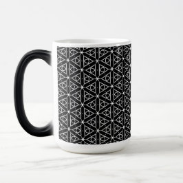 Caneca Mágica Padrão Geométrico Preto Branco e Prata