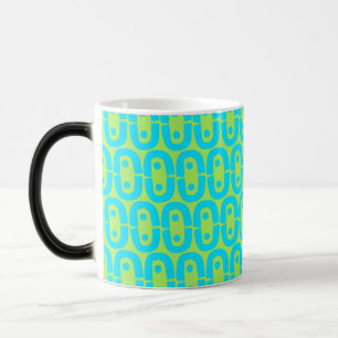 Caneca Mágica Padrão Geométrico Turquesa e Verde Lima