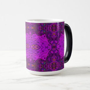 Caneca Mágica Padrão Groovy Abstrato Magenta e Preto
