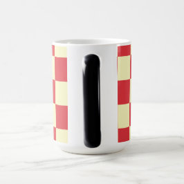 Caneca Mágica Padrão Xadrez Vermelho e Creme Vintage 