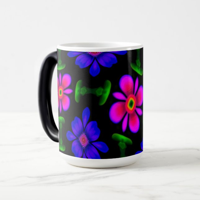 Caneca Mágica Padrões de flores rosa adoráveis (Frente Esquerda)