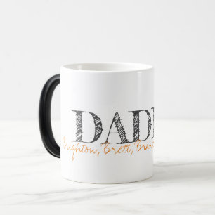 Caneca Mágica Pai de Tipografia Moderna Nomes de Crianças